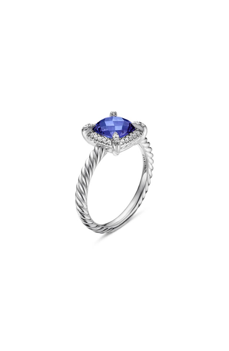 David Yurman Petite Chatelaine<sup>®</sup> Pavé Bezel Ring, Alternate, color, White Gold/ Tanzanite