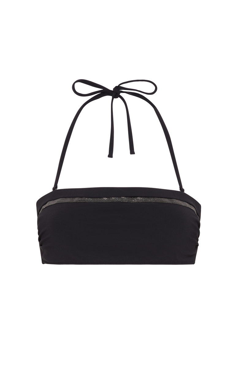 Brunello Cucinelli Bikini bandeau top with monili, Main, color, Black
