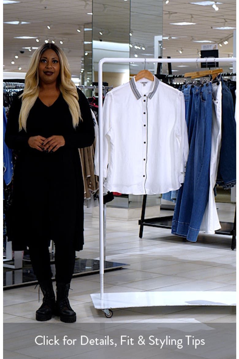 Stripe Trim Linen Blend Shirt video