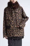 Sacai Wool Flannel Jacket with Faux Fur Collar