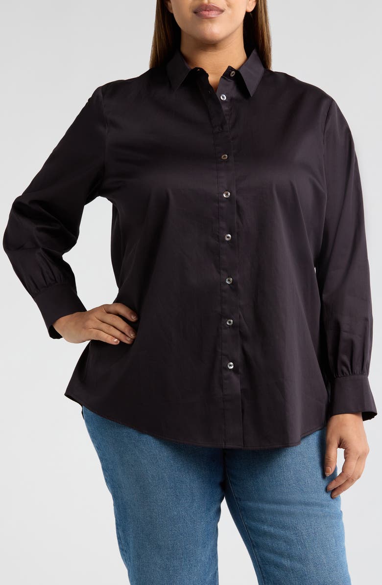 HARSHMAN Franklin Cotton Button-Up Shirt, Main, color, Black