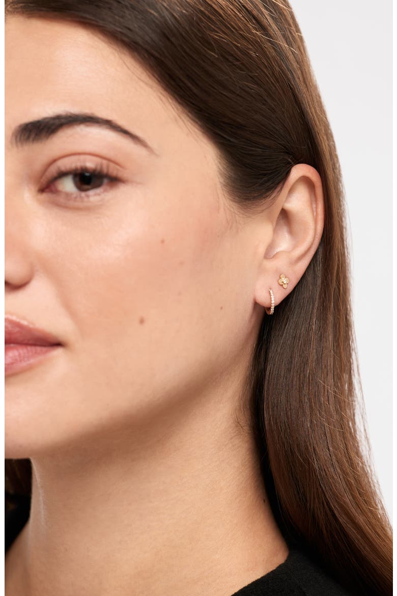 Solid Yellow Gold - Mini Flower Studs, Alternate, color, Diamond