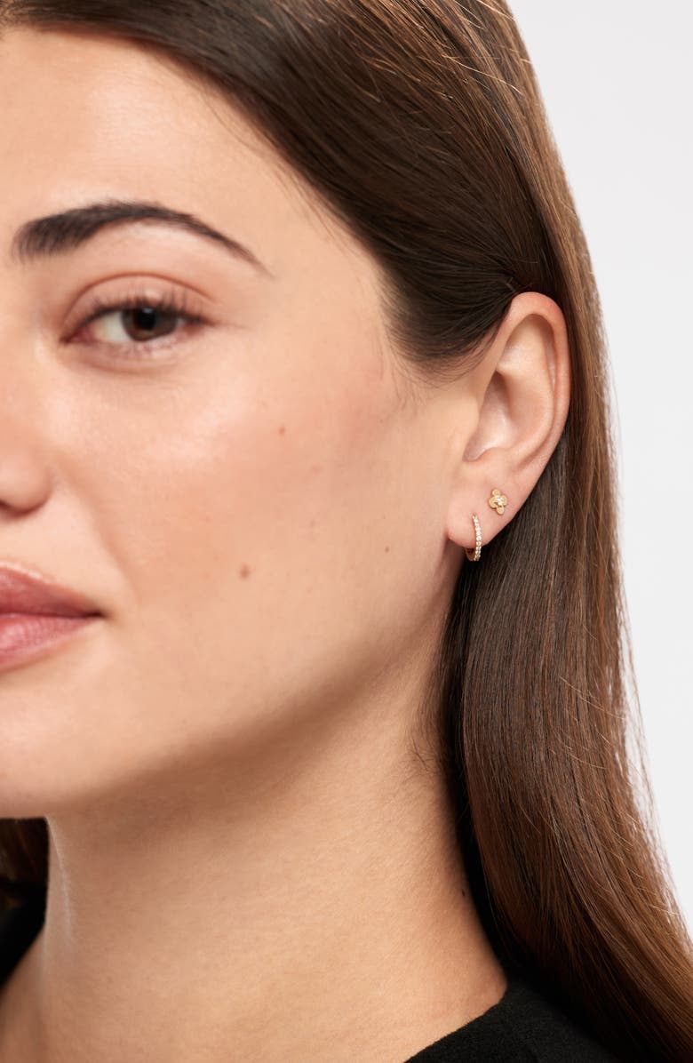 Ana Luisa Solid Yellow Gold - Mini Flower Studs, Alternate, color, Diamond