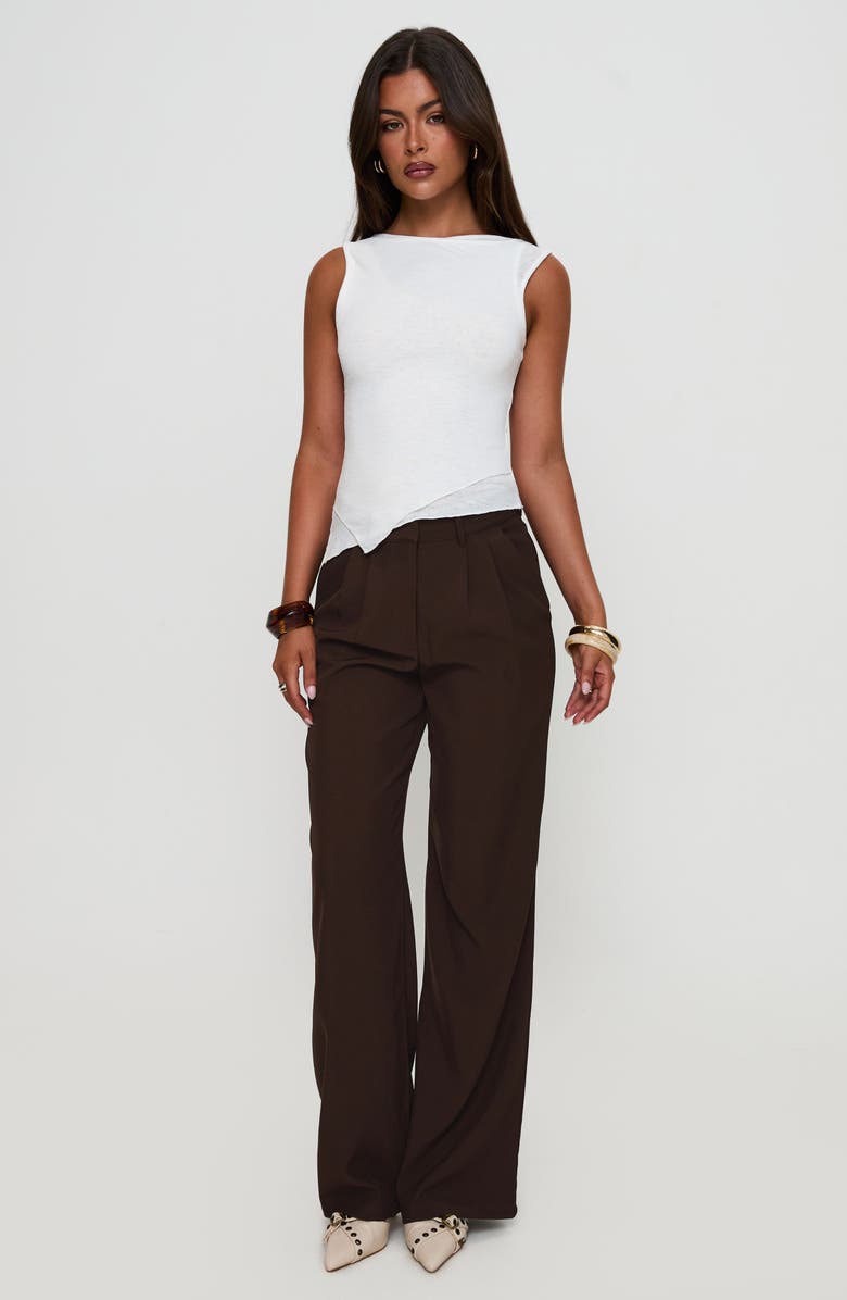Princess Polly Ambient Pleat Front Wide Leg Pants, Alternate, color, Chocolate