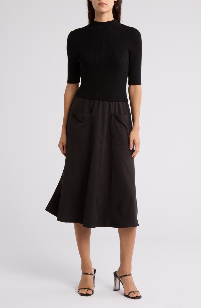Ellen Tracy Twofer Short Sleeve Dress, Main, color, 