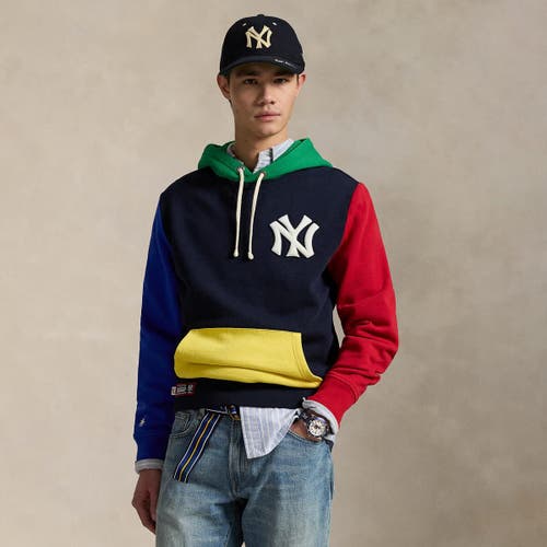 Polo Ralph Lauren Navy Yankees Cooperstown Collection Fleece Hoodie In Blue