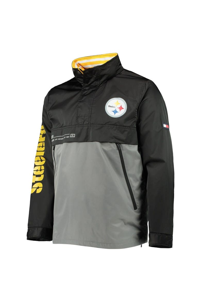 Men's Tommy Hilfiger Black/Gray Pittsburgh Steelers Anorak Hoodie Quarter-Zip Jacket, Alternate, color, Black