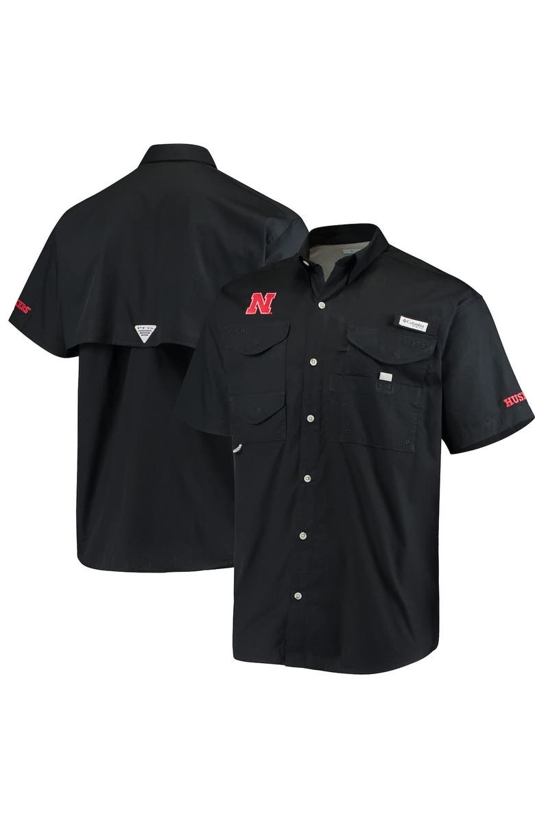 Columbia Men's Columbia Black Nebraska Huskers PFG Bonehead Shirt, Main, color,