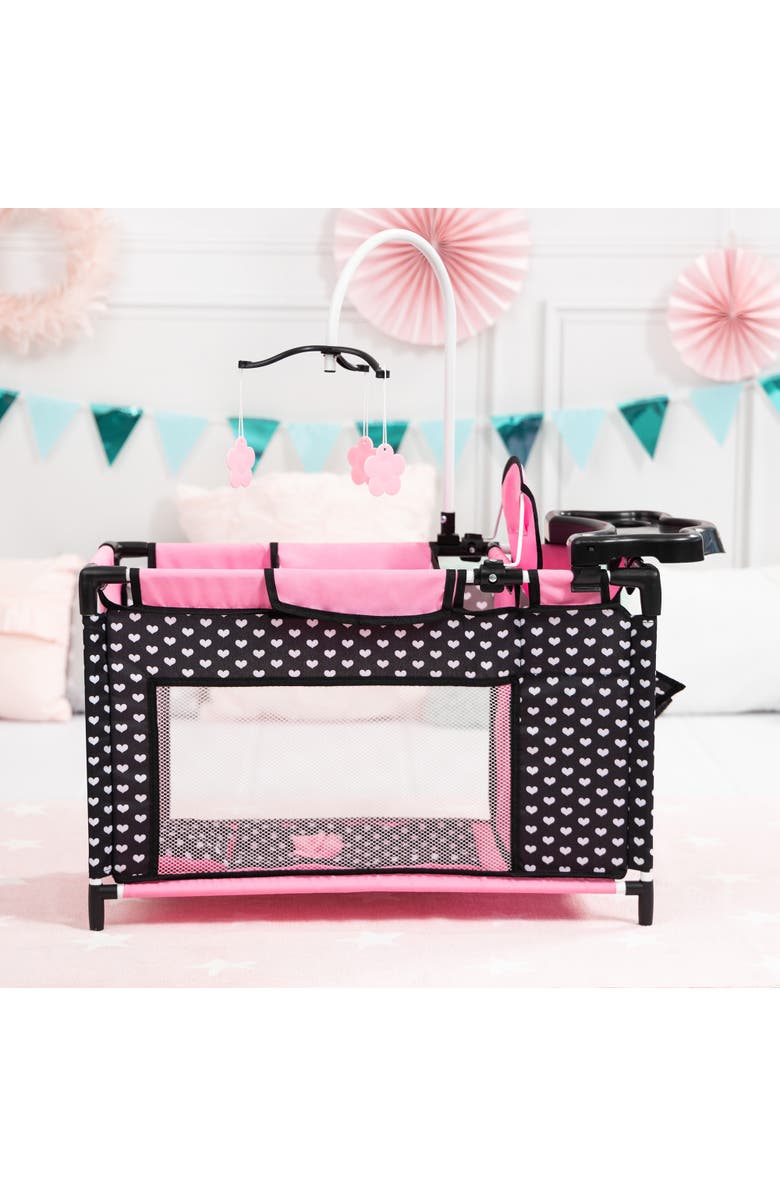 Bayer Design Multi Bed, Black, Pink, Hearts, Accessory Set for Dolls Up to 18 Inches, Alternate, color, Multicolored