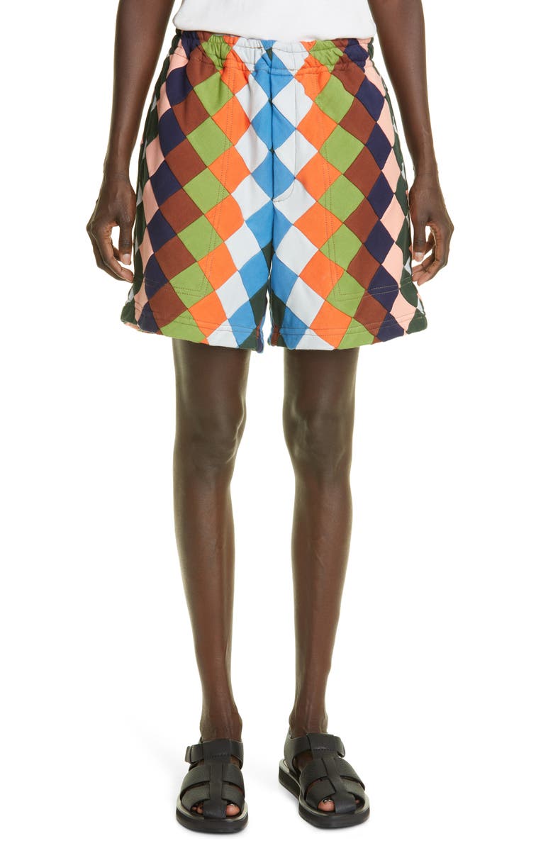 Bode Check Cotton Rugby Shorts, Main, color, 