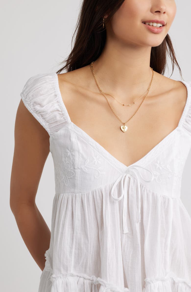 BP. Cap Sleeve Cotton Babydoll Top, Alternate, color, White