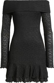 BP. Long Sleeve Lace Off the Shoulder Minidress