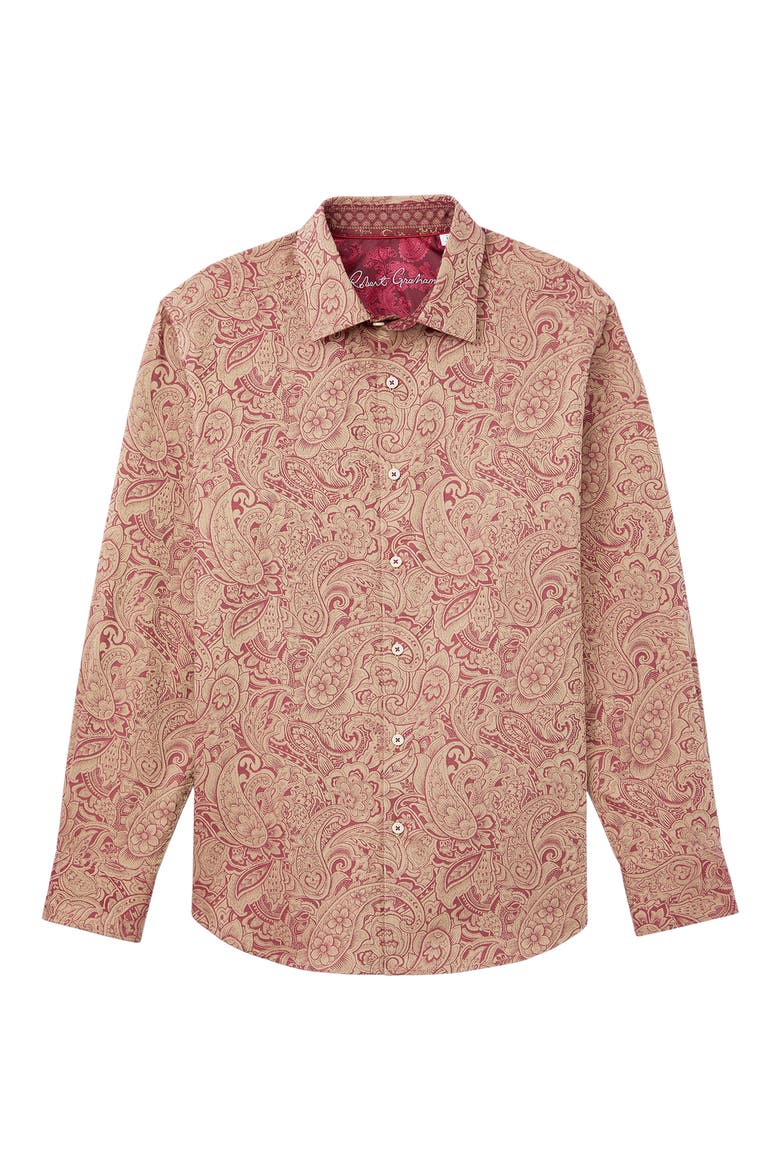 Hudson Paisley Stretch Shirt, Alternate, color, GARNET