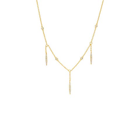 Pave Dangling Dagger Charms Chain Necklace