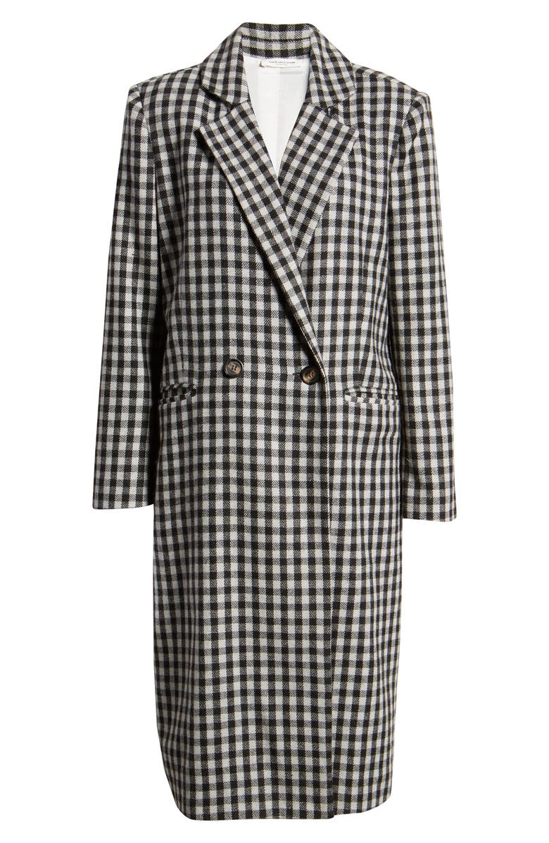 beachlunchlounge Double Breasted Gingham Long Coat, Alternate, color,