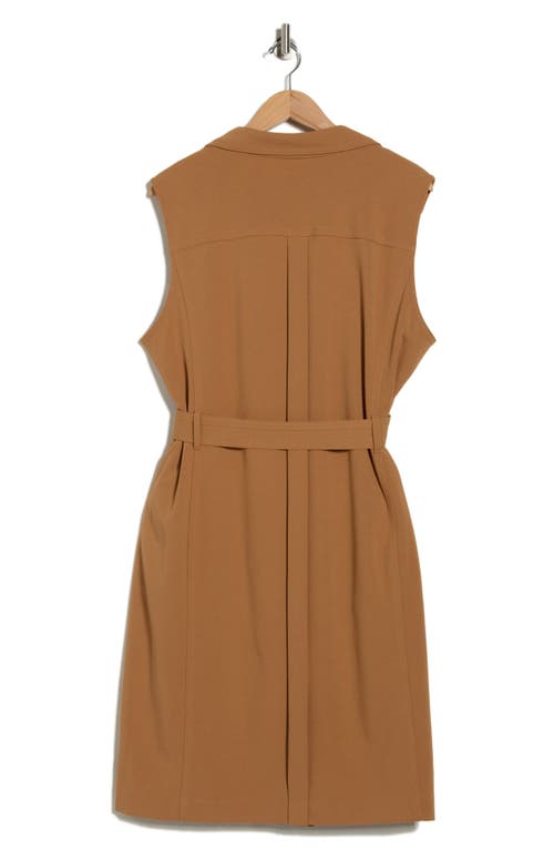 Calvin Klein Tie Waist Moto Dress In Brown