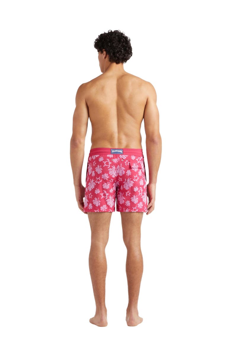Vilebrequin Men's Turtle Heart Flocked Swim Shorts, Alternate, color, Groseille