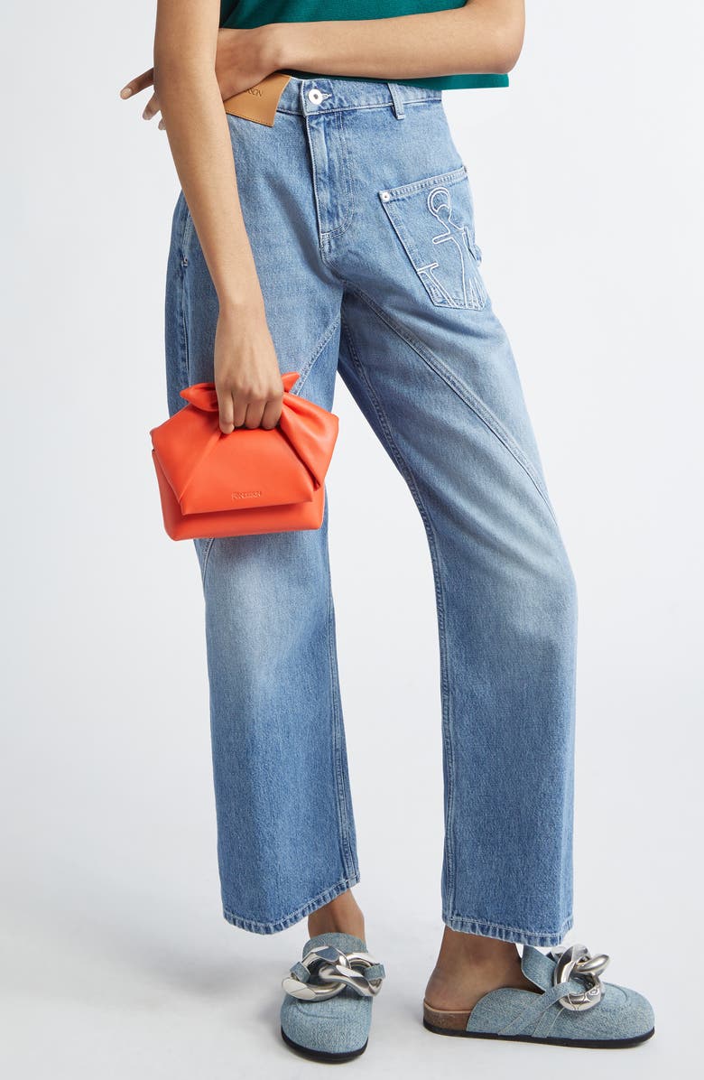 JW Anderson Small Twister Leather Crossbody Bag, Alternate, color, Orange