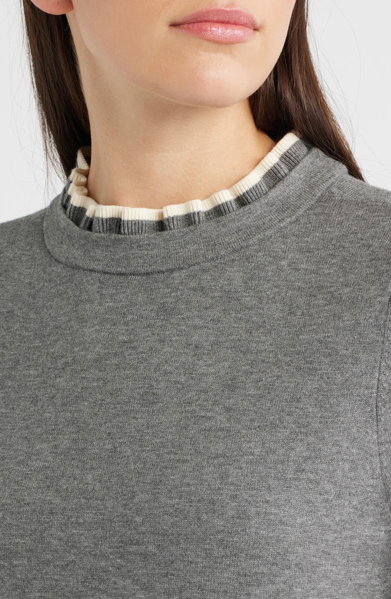 Caslon<sup>®</sup> Ruffle Accent Sweater Dress, Alternate, color, Grey Dark Heather