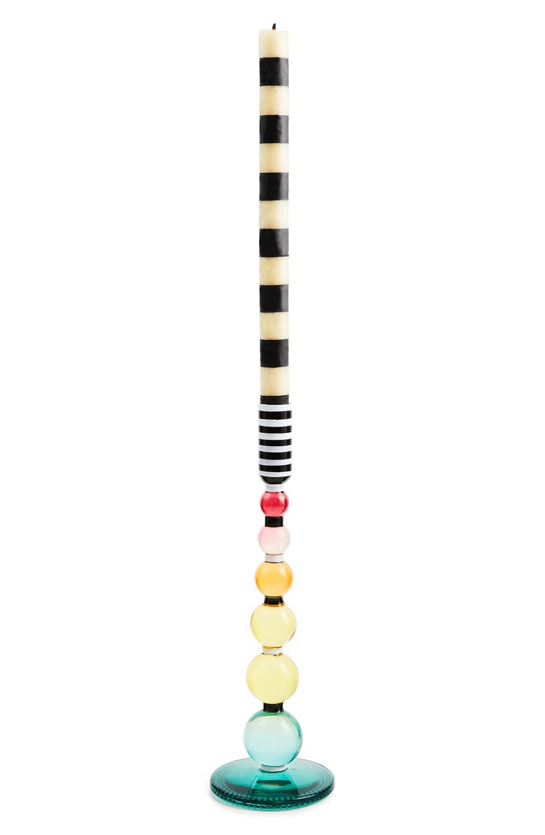 MACKENZIE CHILDS Fairy Tale Glass Candleholder, Alternate, color, Blue/ Black Multi