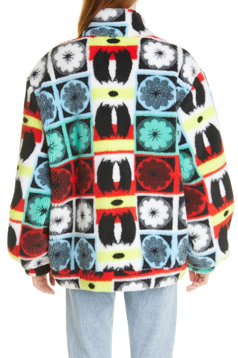 Petzi Oversize Recycled High Pile Fleece Jacket, Alternate, color, BLUE / RED / YELLOW MULTI