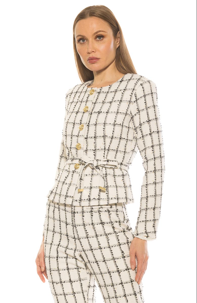Alexia Admor Arjun Plaid Jacket, Alternate, color, Ivory Plaid
