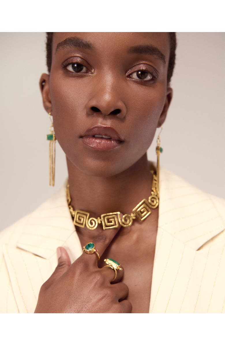 Ottoman Hands Megara Geometric Spiral Necklace, Alternate, color, Brass