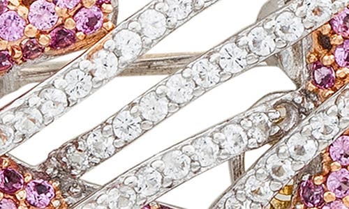 Suzy Levian Diamonds Two-tone Pink & White Sapphire Heart Brooch In Pink