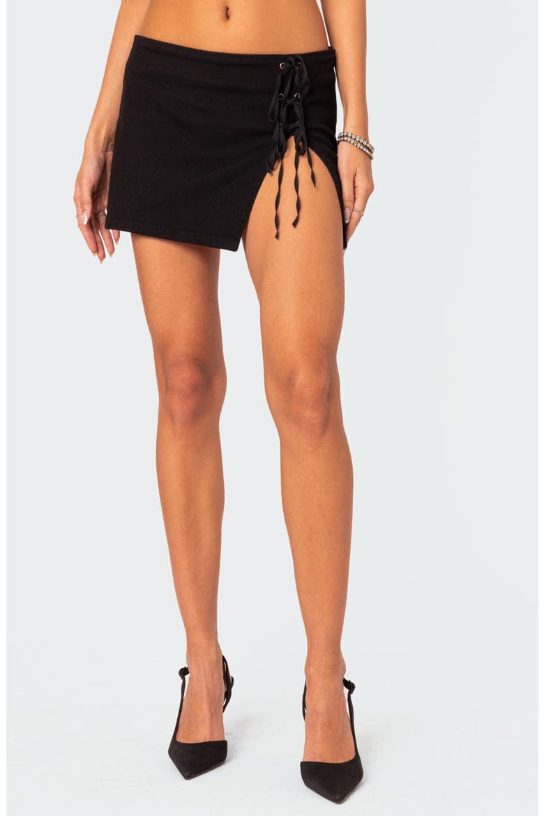 Kat Slit Hem Miniskirt, Main, color, BLACK
