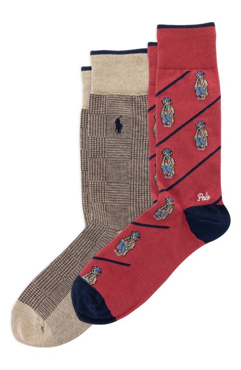 Assorted 2-Pack Polo Bear & Glen Plaid Socks
