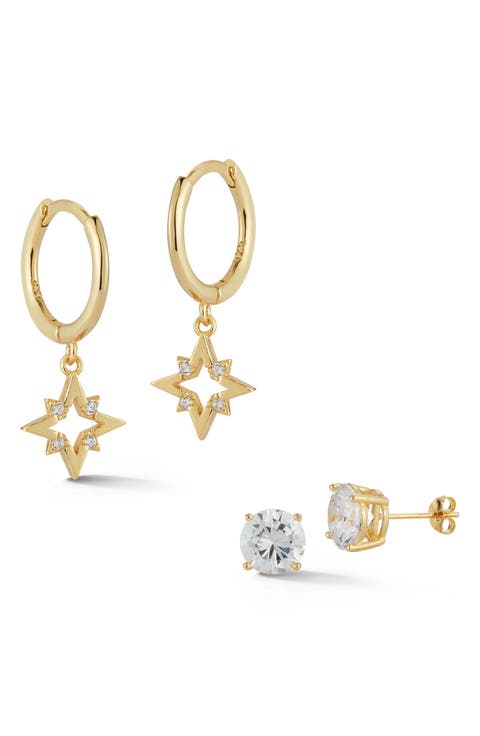 Set of 2 14K Gold Plated Silver Earrings