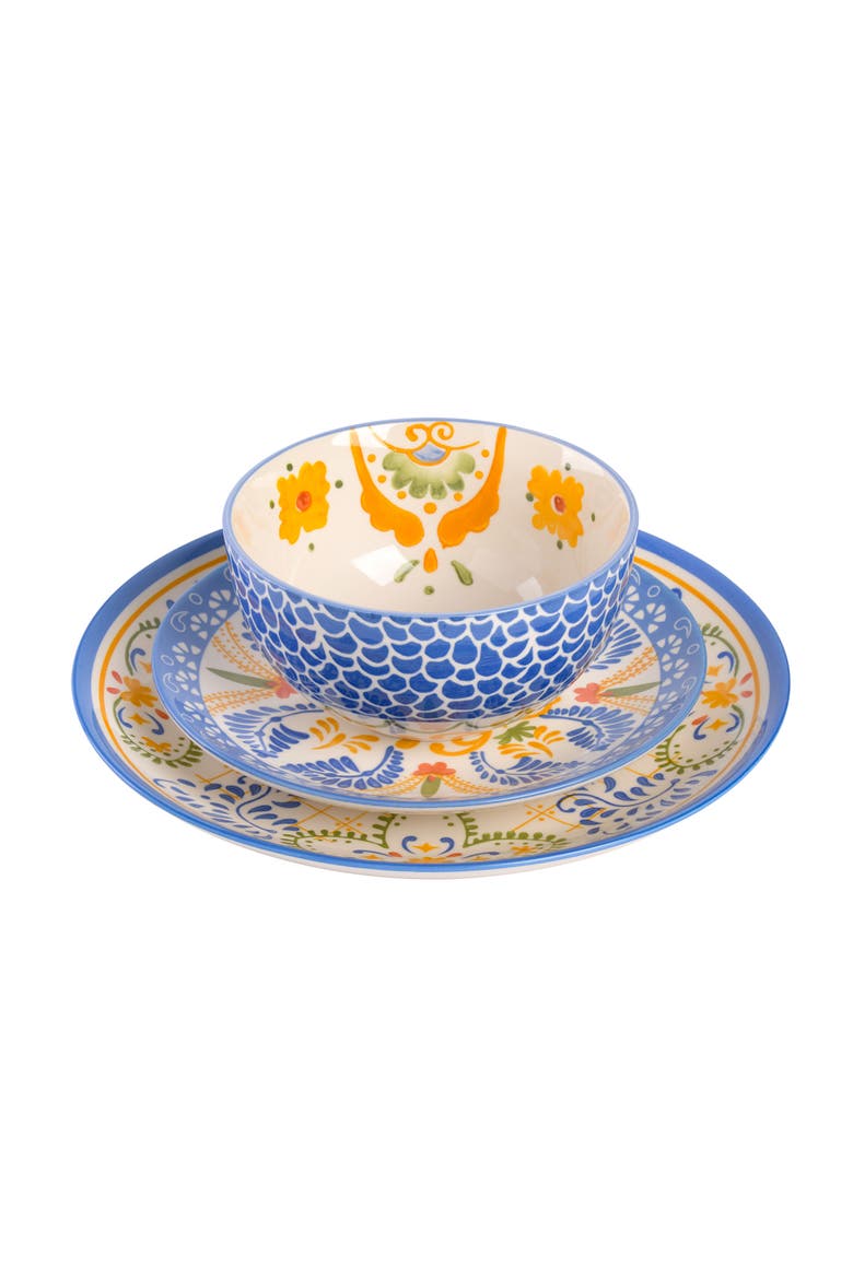 Tierra Tile 12 Piece Round Stoneware Dinnerware Set, Alternate, color, Assorted