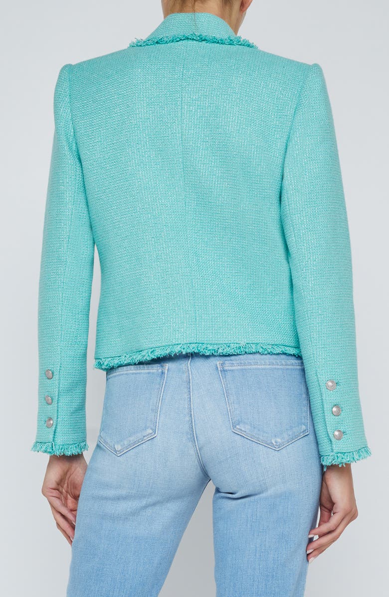 L'AGENCE Sylvia Metallic Blazer, Alternate, color, Aquanicke