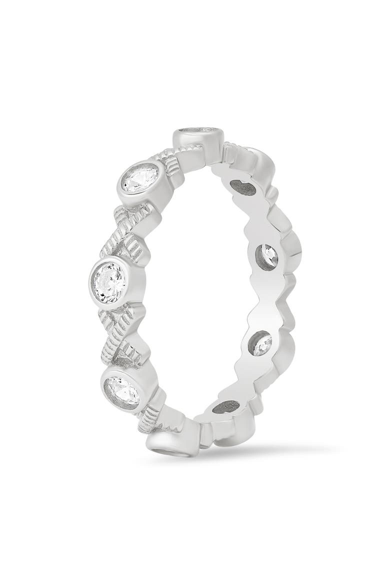 XO Cubic Zirconia Eternity Band Ring, Alternate, color, SILVER