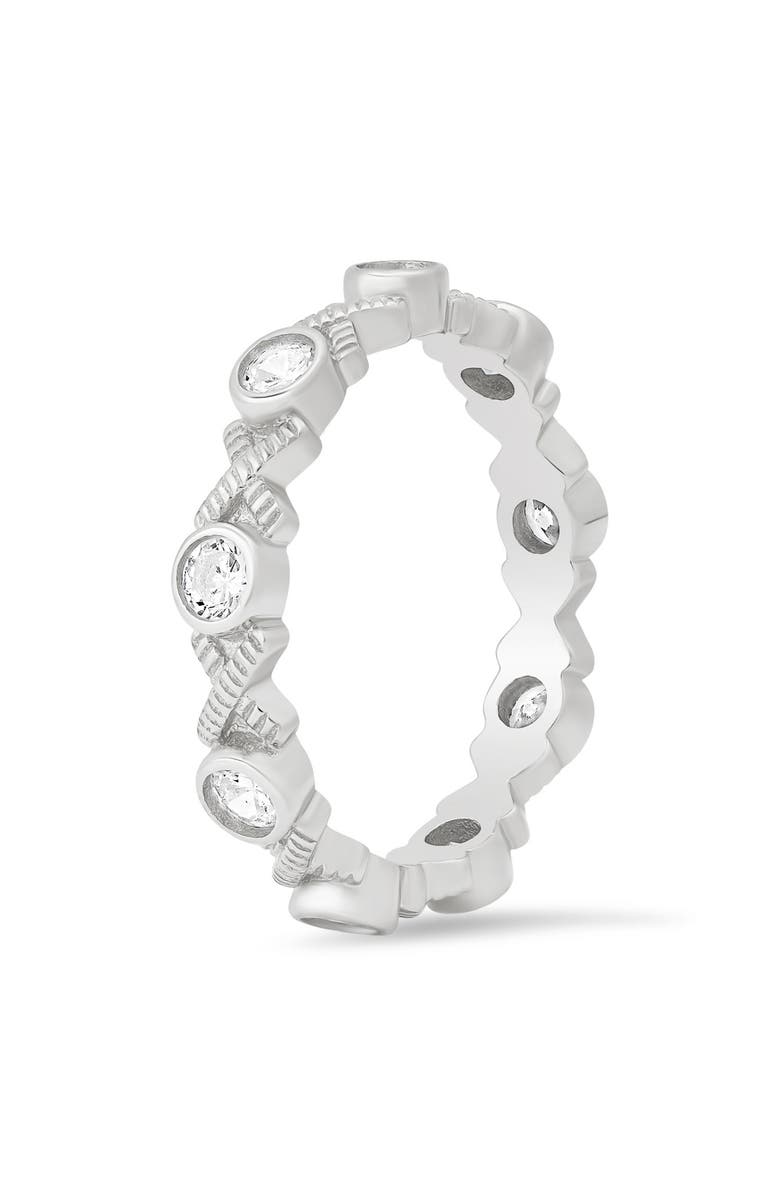 Queen Jewels XO Cubic Zirconia Eternity Band Ring, Alternate, color, Silver