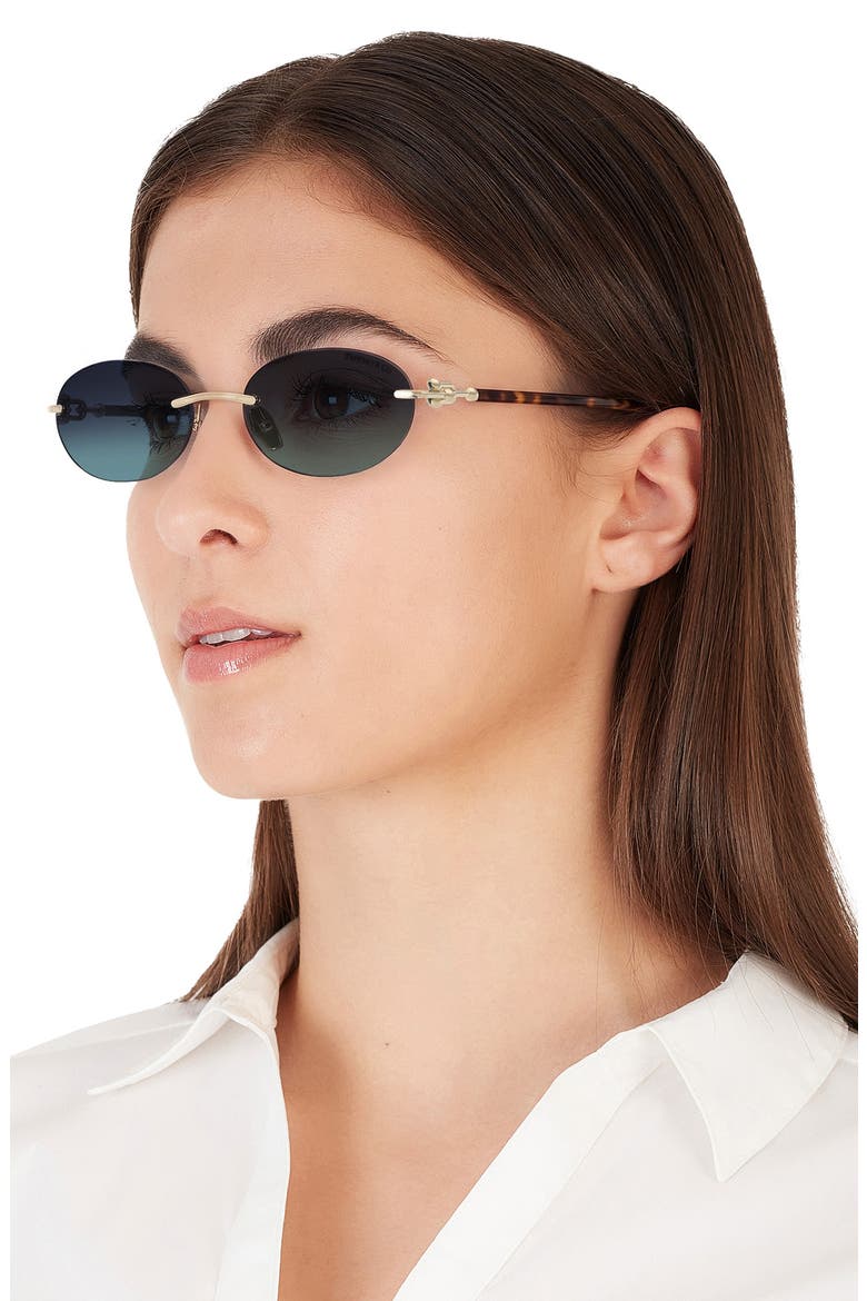 56mm Gradient Oval Sunglasses, Alternate, color, PALE GOLD / AZURE BLUE