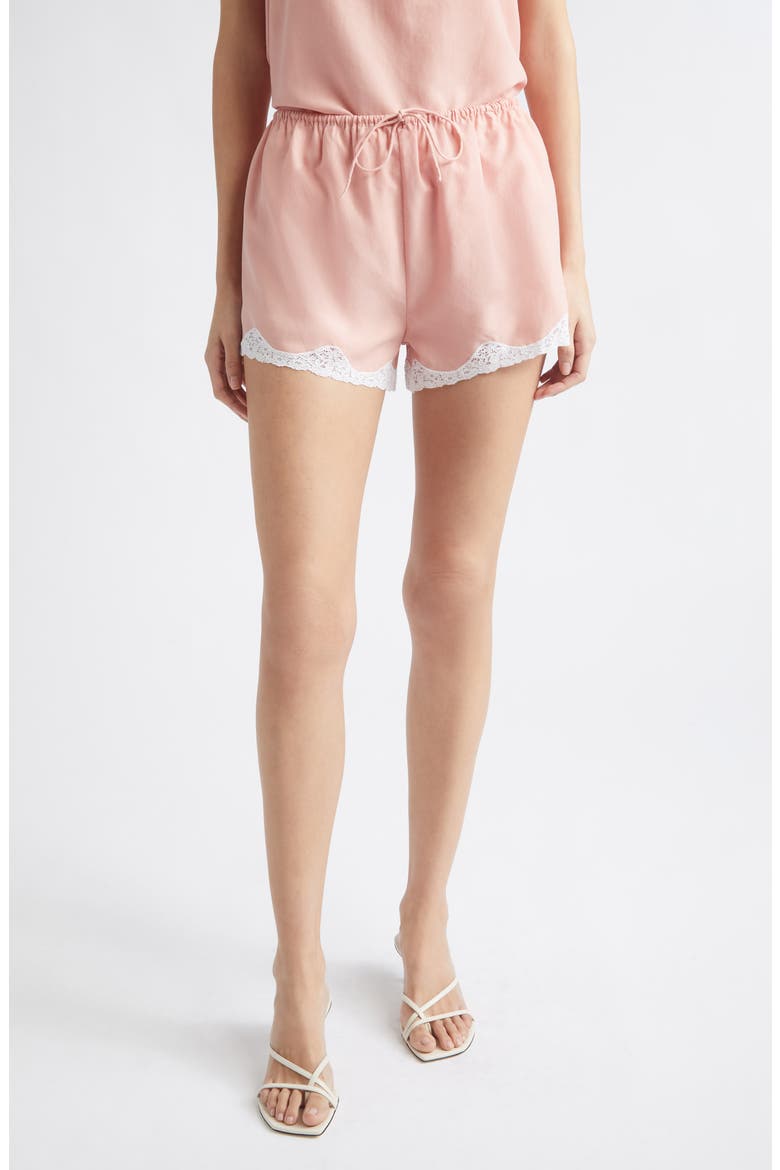 Tabitha Lace Trim Tencel™ lyocell Shorts, Main, color, BLOSSOM