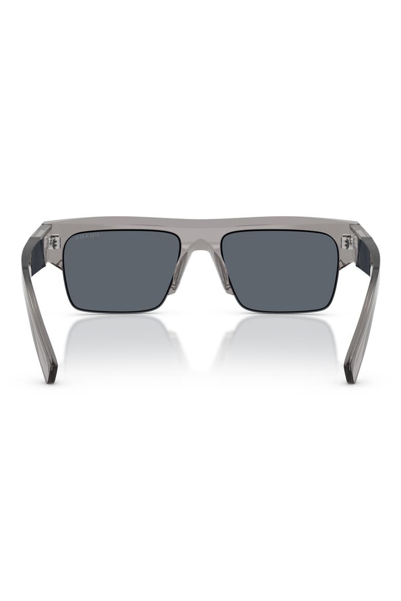 55mm Rectangular Sunglasses, Alternate, color, TRANSPARENT / BLUE/ SILVER