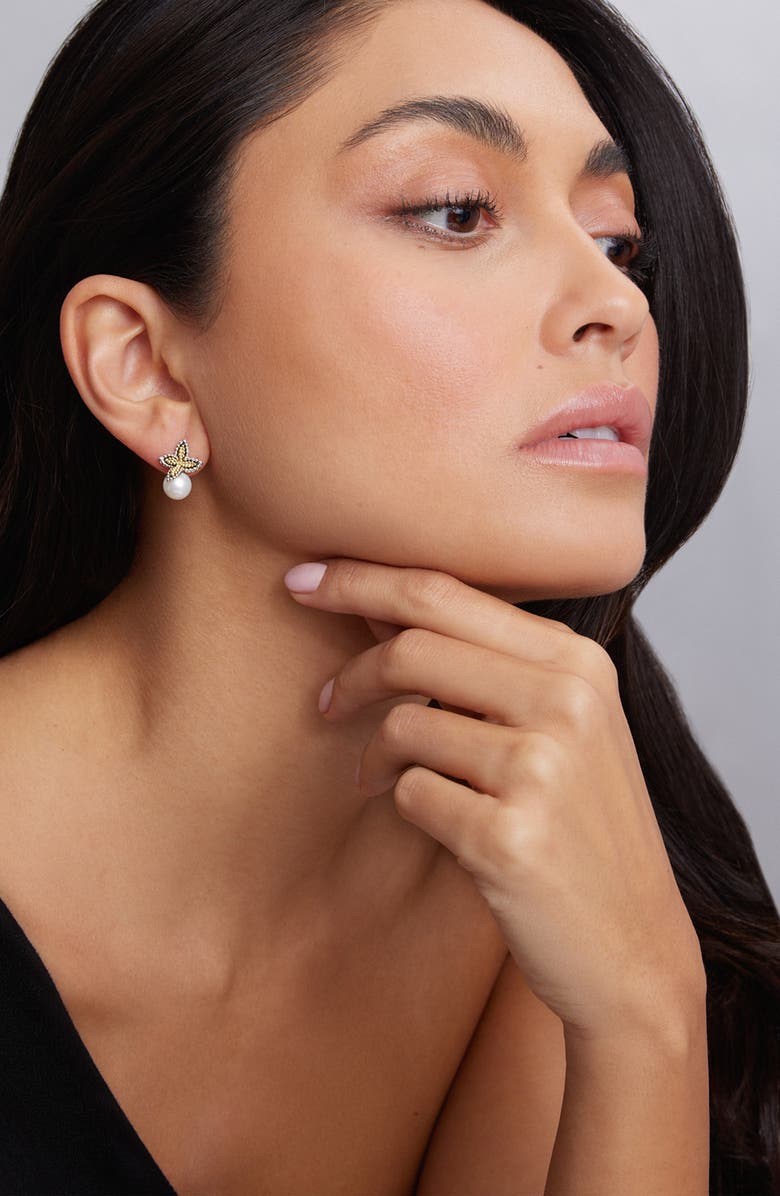 LAGOS Luna Pearl Floral Cap Drop Earrings, Alternate, color, 