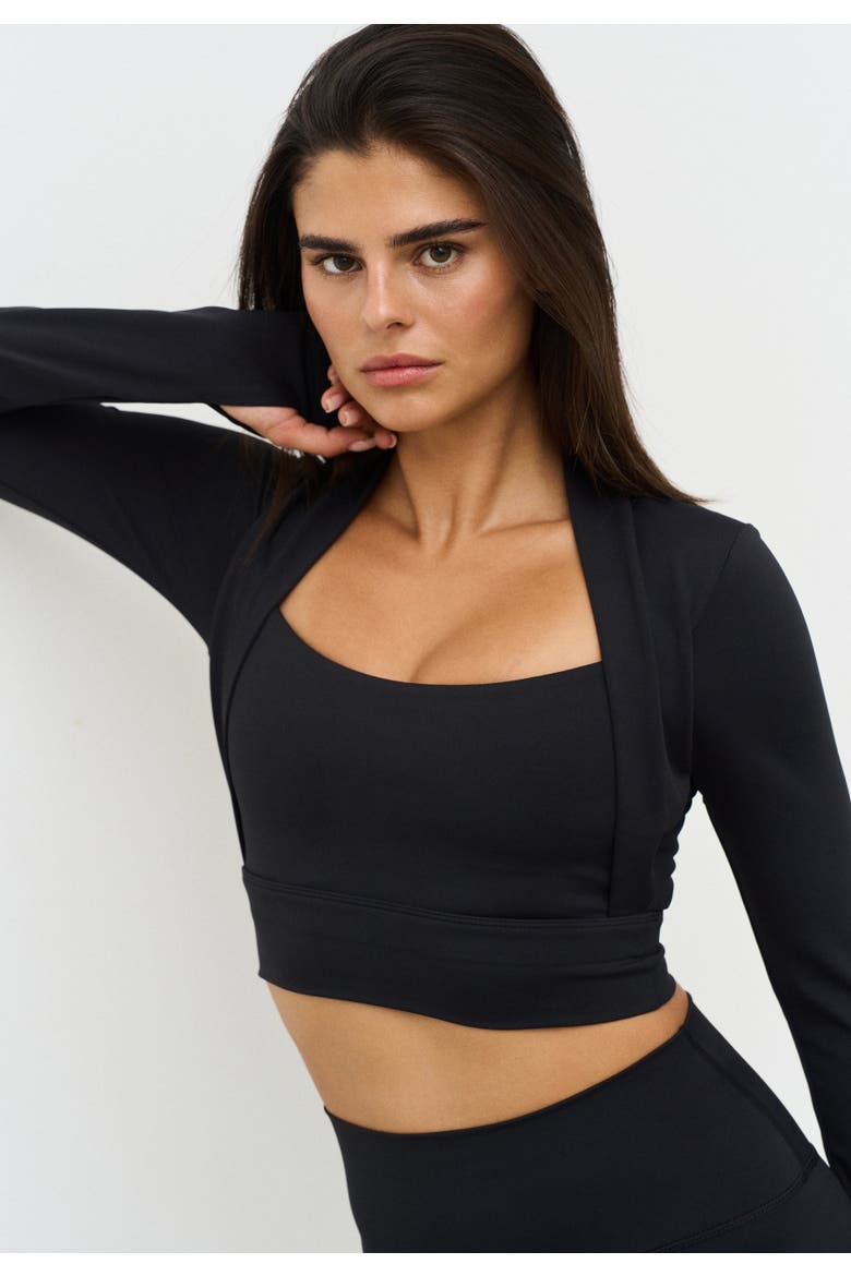 Softsculpt Bolero Long Sleeve Top, Alternate, color, Black