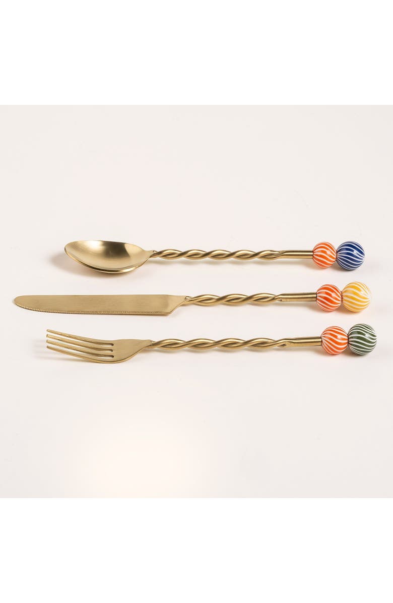 Zsa Zsa Zsu Rampur Set Of 3 Steel Cutlery Cheerland, Alternate, color, Gold