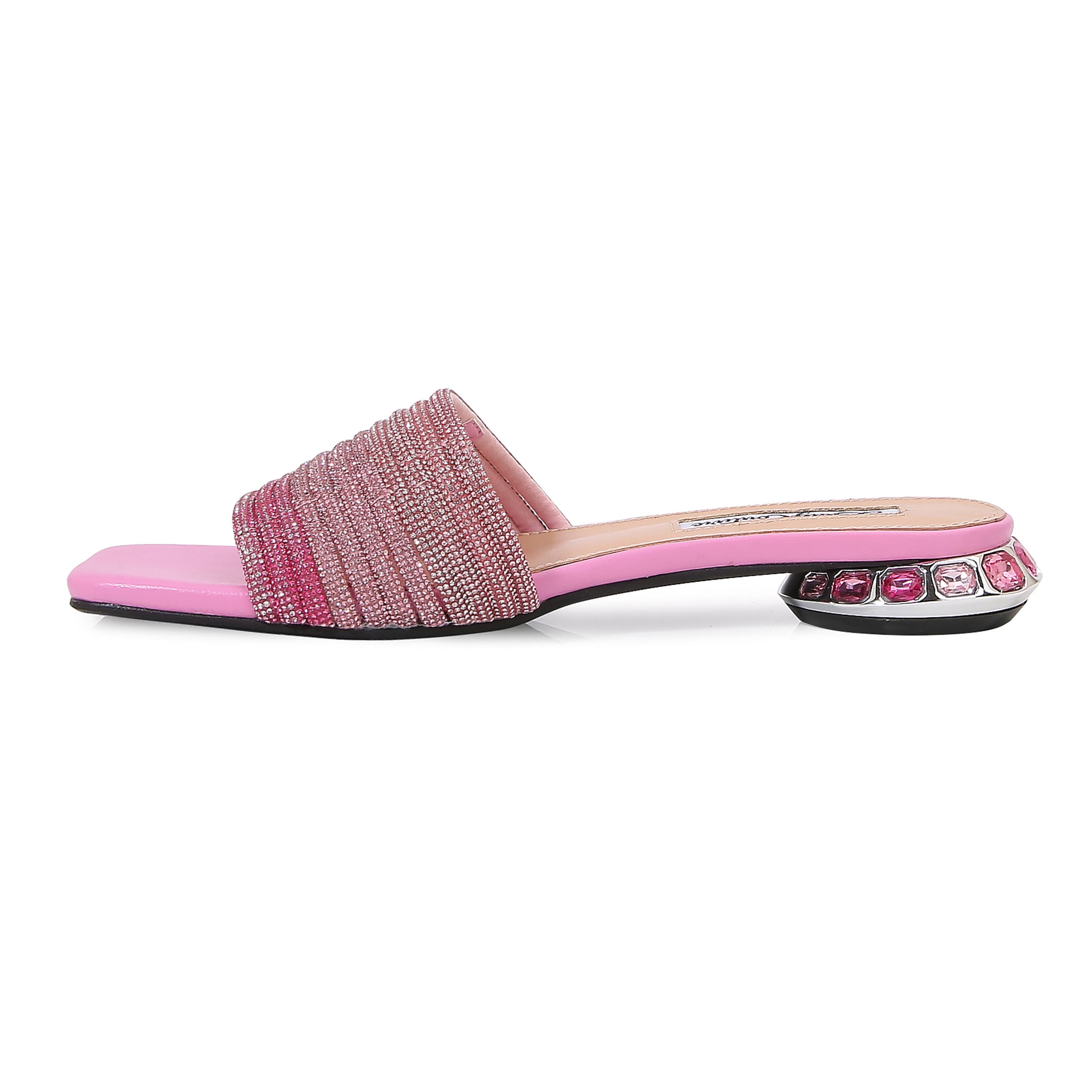 Multi Rhinestone Color Straps Slide With Multi Jewel Heel, Alternate, color, Pink Multi