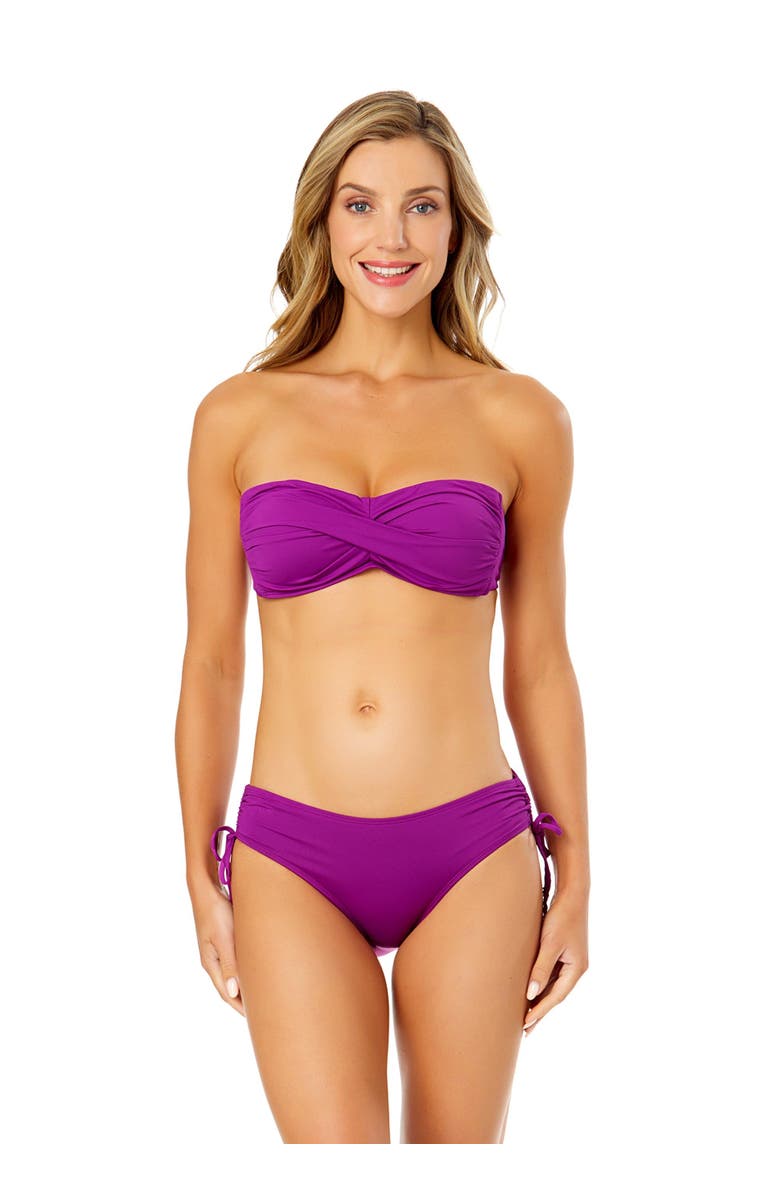 Anne Cole Women's Live In Color Twist Bandeau Bikini Top, Main, color, Fuchsia