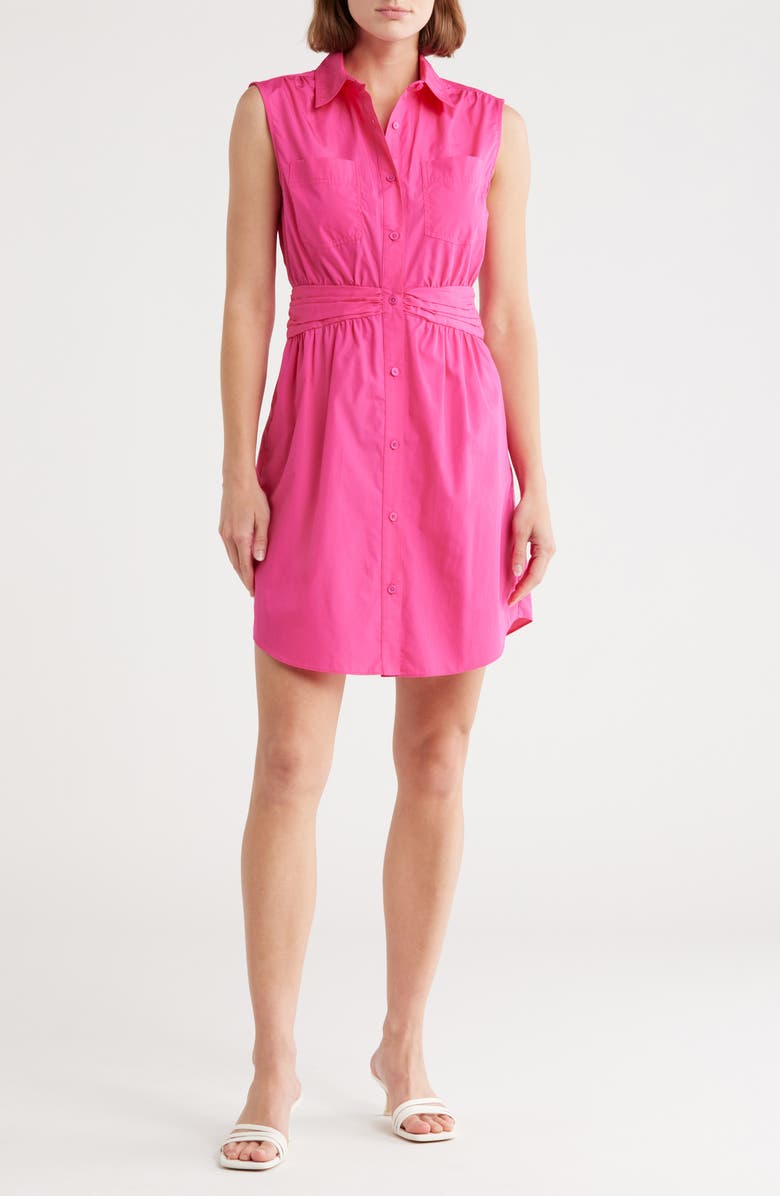 Derek Lam 10 Crosby Cora Sleeveless Cotton Shirtdress, Main, color, Magenta