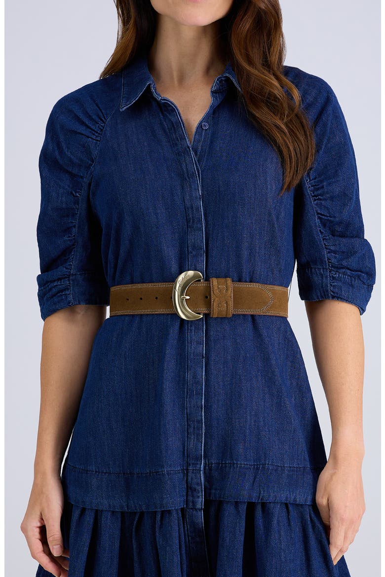 Organic Buckle Leather Belt, Alternate, color, TAN