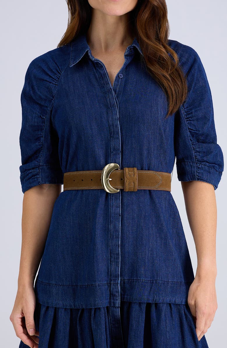 Sam Edelman Organic Buckle Leather Belt, Alternate, color, Tan