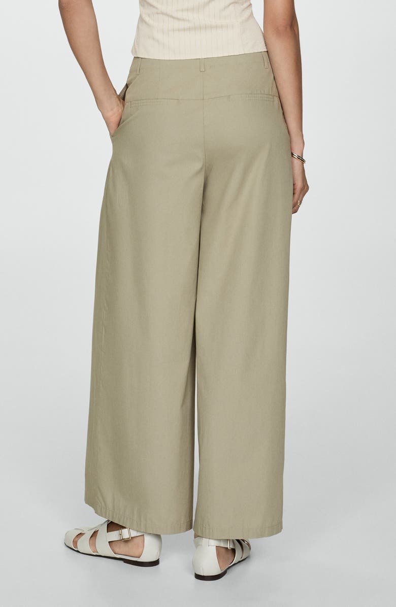 MANGO Pleated Cotton Wide Legs Pants, Alternate, color, 