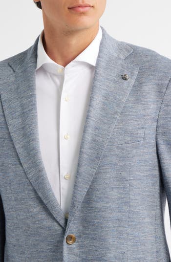 Jack Victor Hartford Blue Knit Wool & Silk Blend Mélange Sport