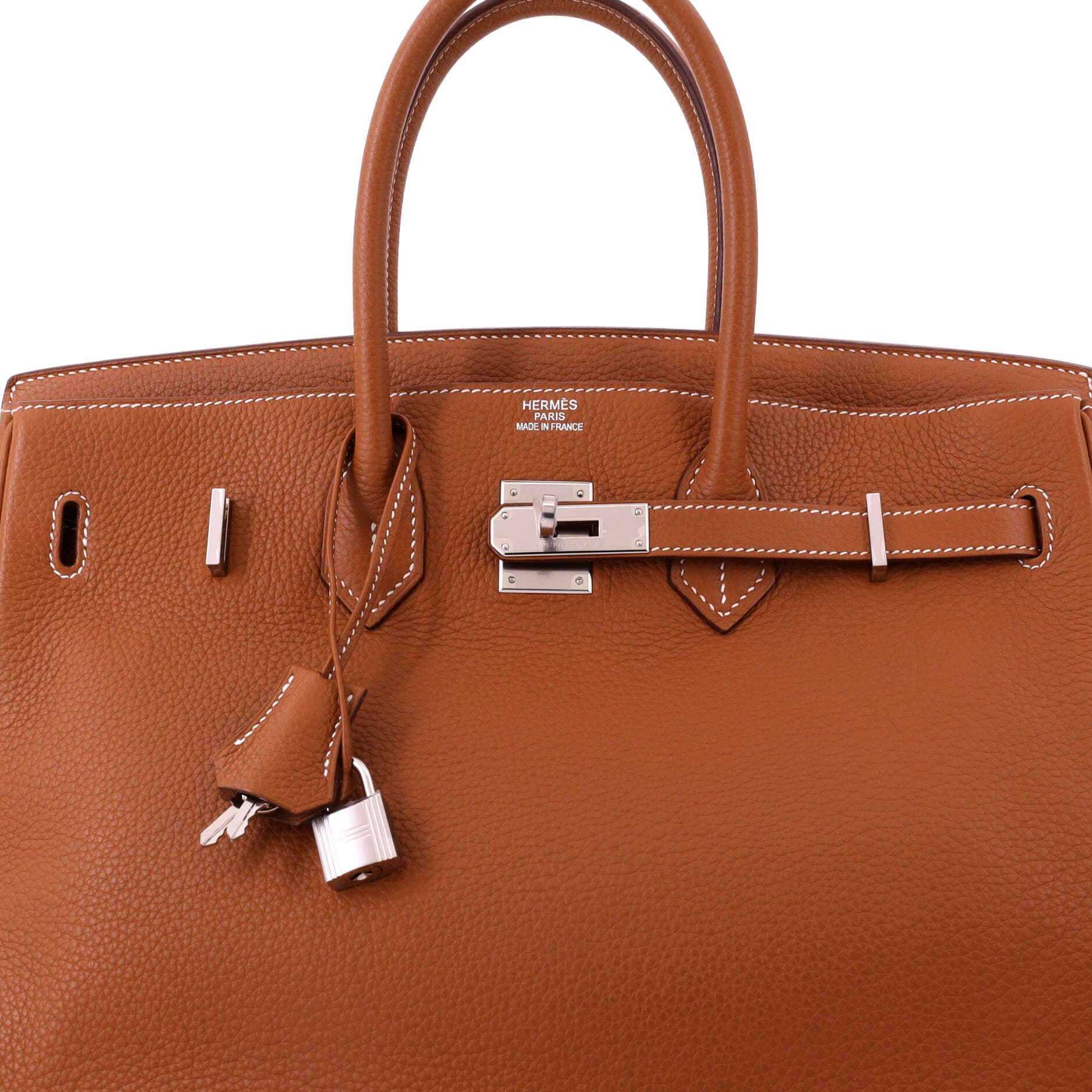 Pre-Owned Hermes Birkin Handbag Brown Togo with Palladium Hardware 35, Alternate, color, Gold