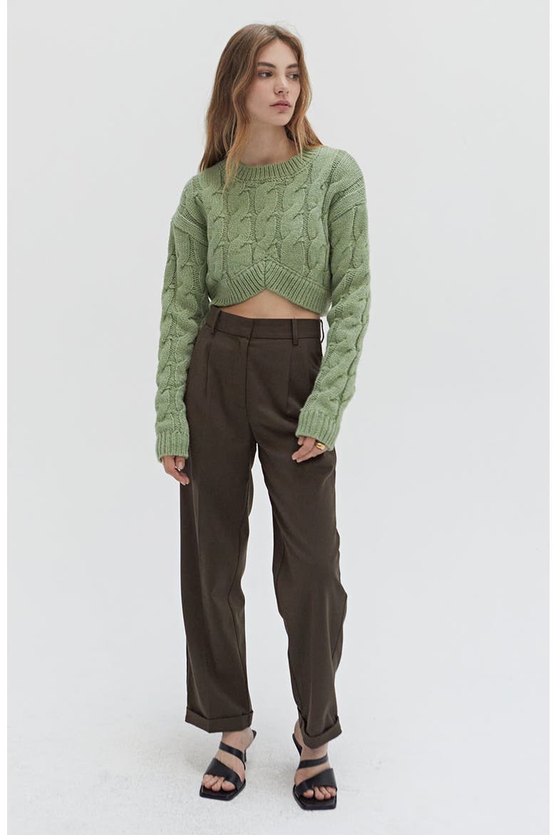 Wool Blend Cuffed Trousers, Alternate, color, Espresso